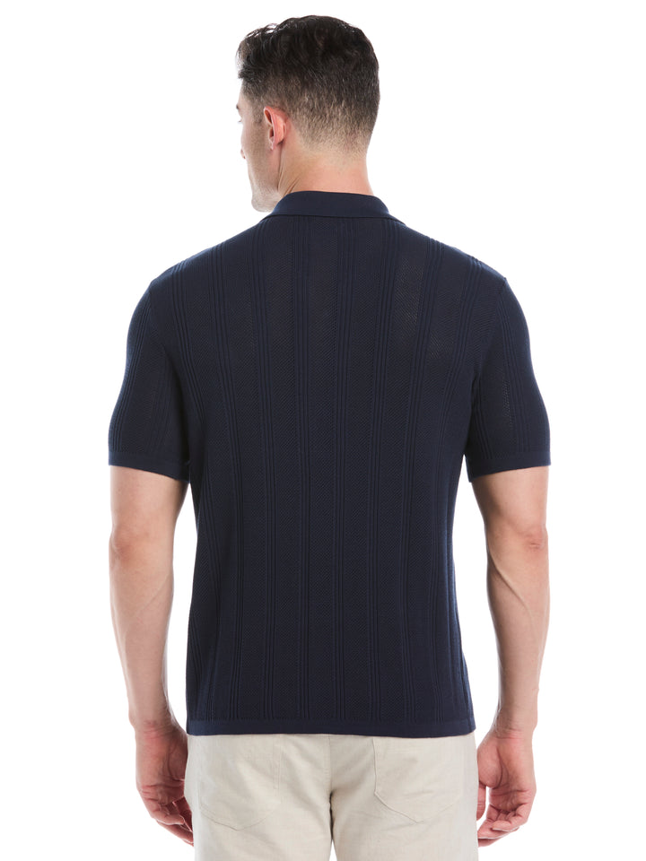 Mesh Stripe Short Sleeve Sweater (Dress Blues) 