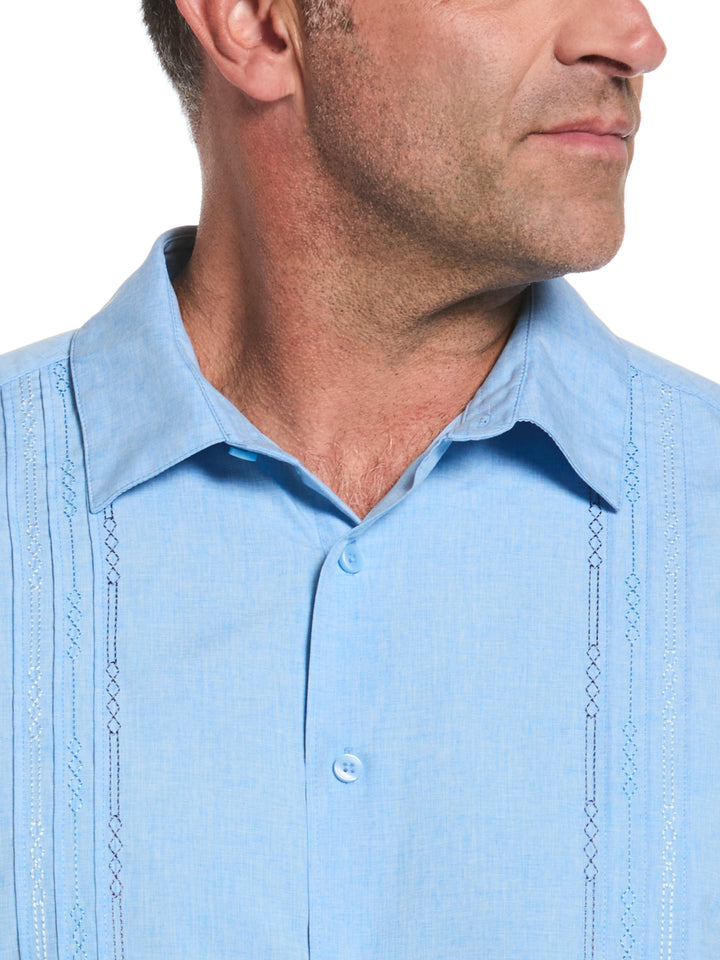 Big & Tall Chambray Geo Embroidery Shirt (Dream Blue) 