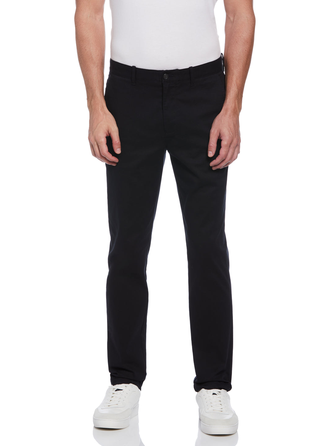 Slim Fit Stretch Chino Flat Front Pant (True Black) 