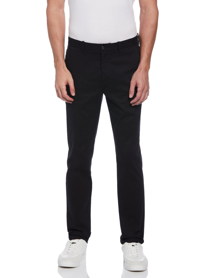 Slim Fit Stretch Chino Flat Front Pant (True Black) 