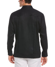Big and Tall 100% Linen Long Sleeve 4 Pocket Guayabera (Jet Black) 