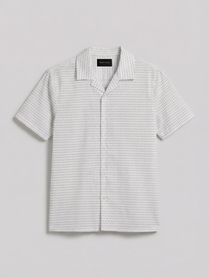 Hexagon Pop Print Camp Collar Shirt (Bright White) 