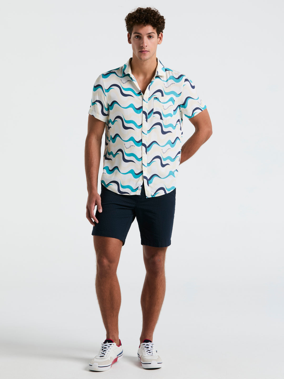 Multiwave All-Over Print Shirt (Bright White) 