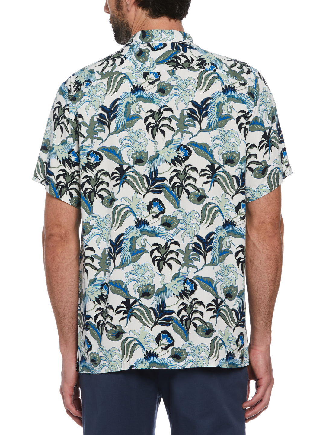 Floral Crane Print Shirt (Bright White) 