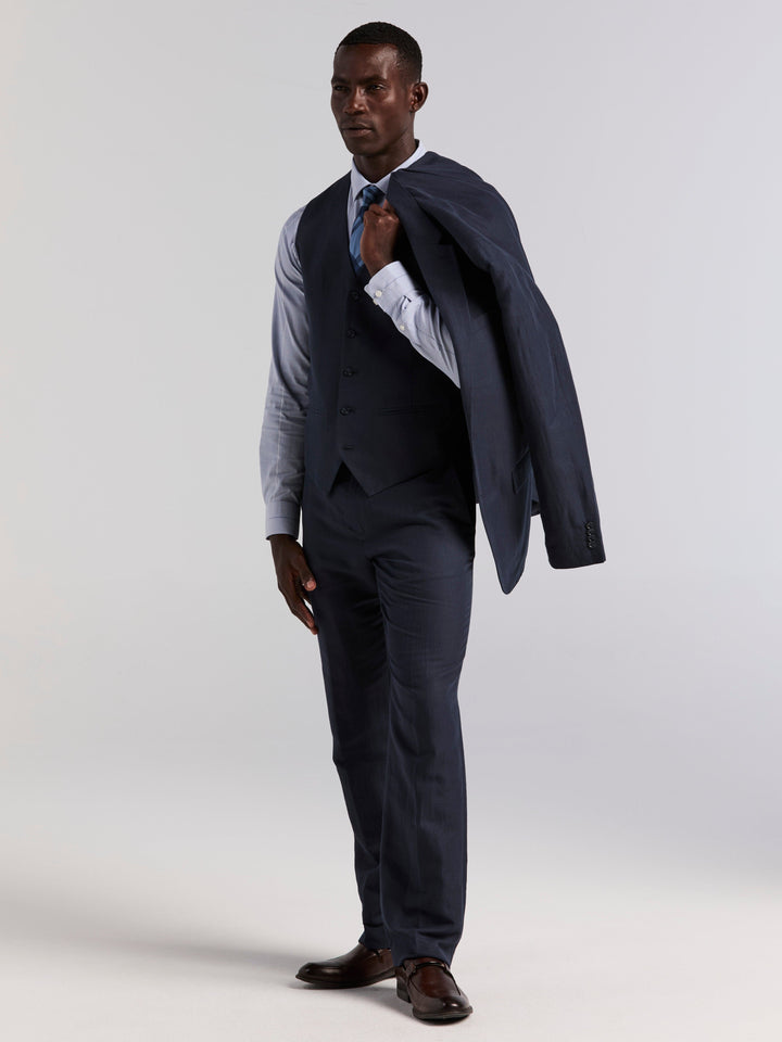 Linen Blend Herringbone Jacket (Dark Sapphire) 