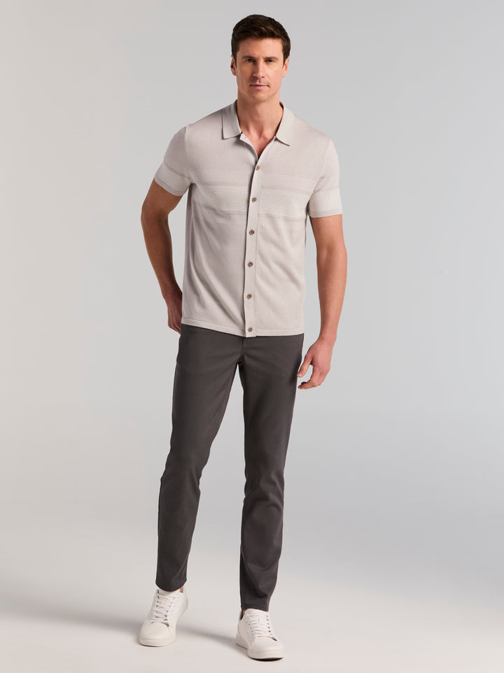 Cotton Modal Textured Button Front Sweater (Quiet Gray) 