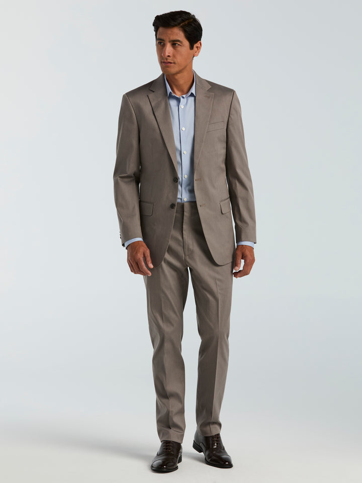 Men's Textured Suit Pant - Slim Fit (Light Brown) 
