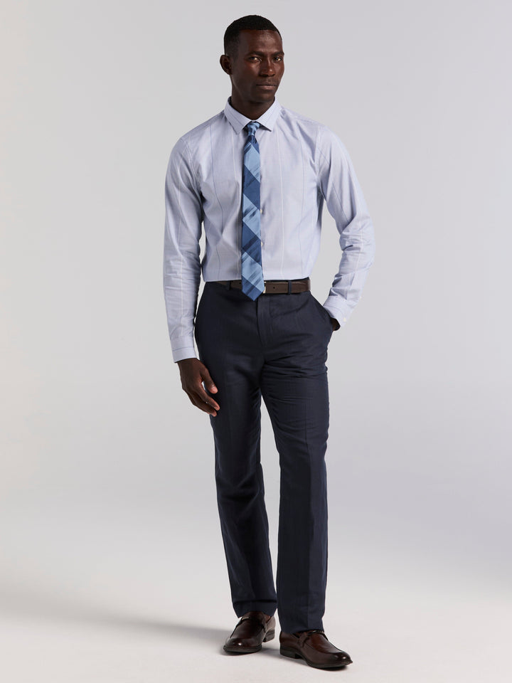 Linen Blend Herringbone Pant (Dark Sapphire) 