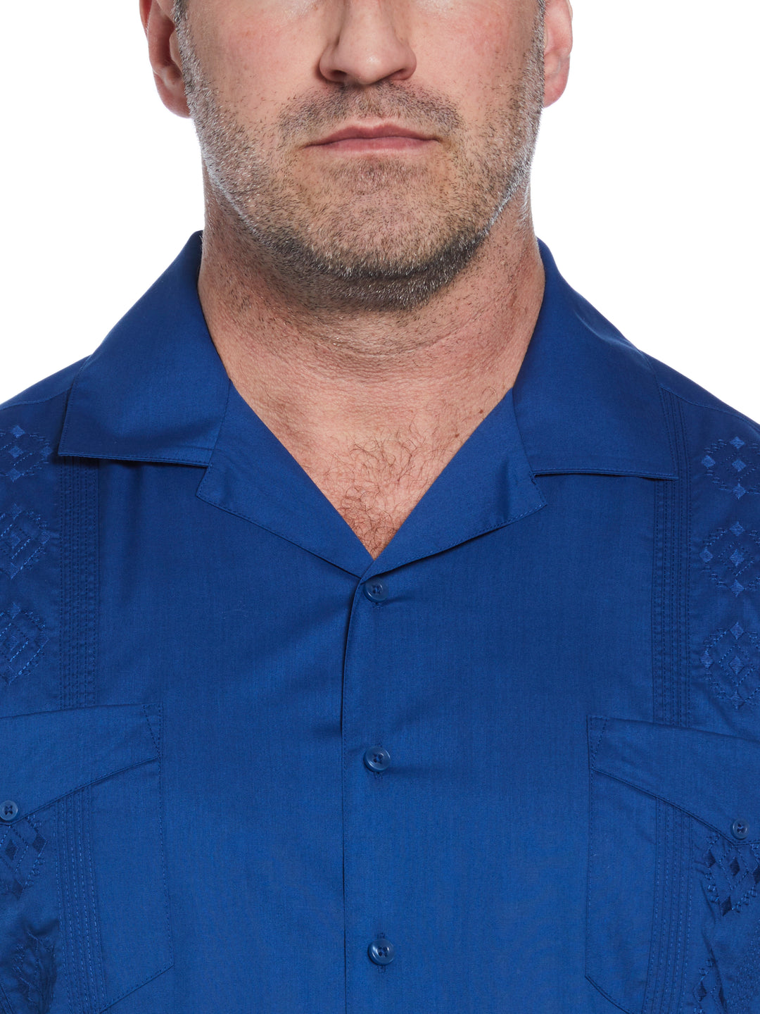 Big & Tall Poplin Guayabera Shirt (True Blue) 