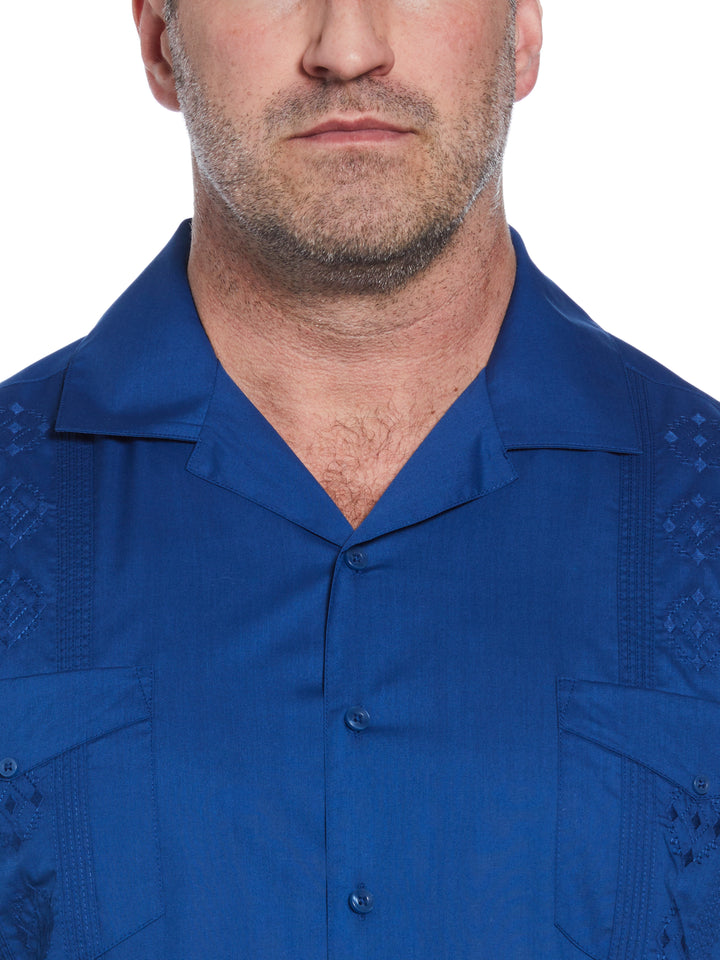 Big & Tall Poplin Guayabera Shirt (True Blue) 