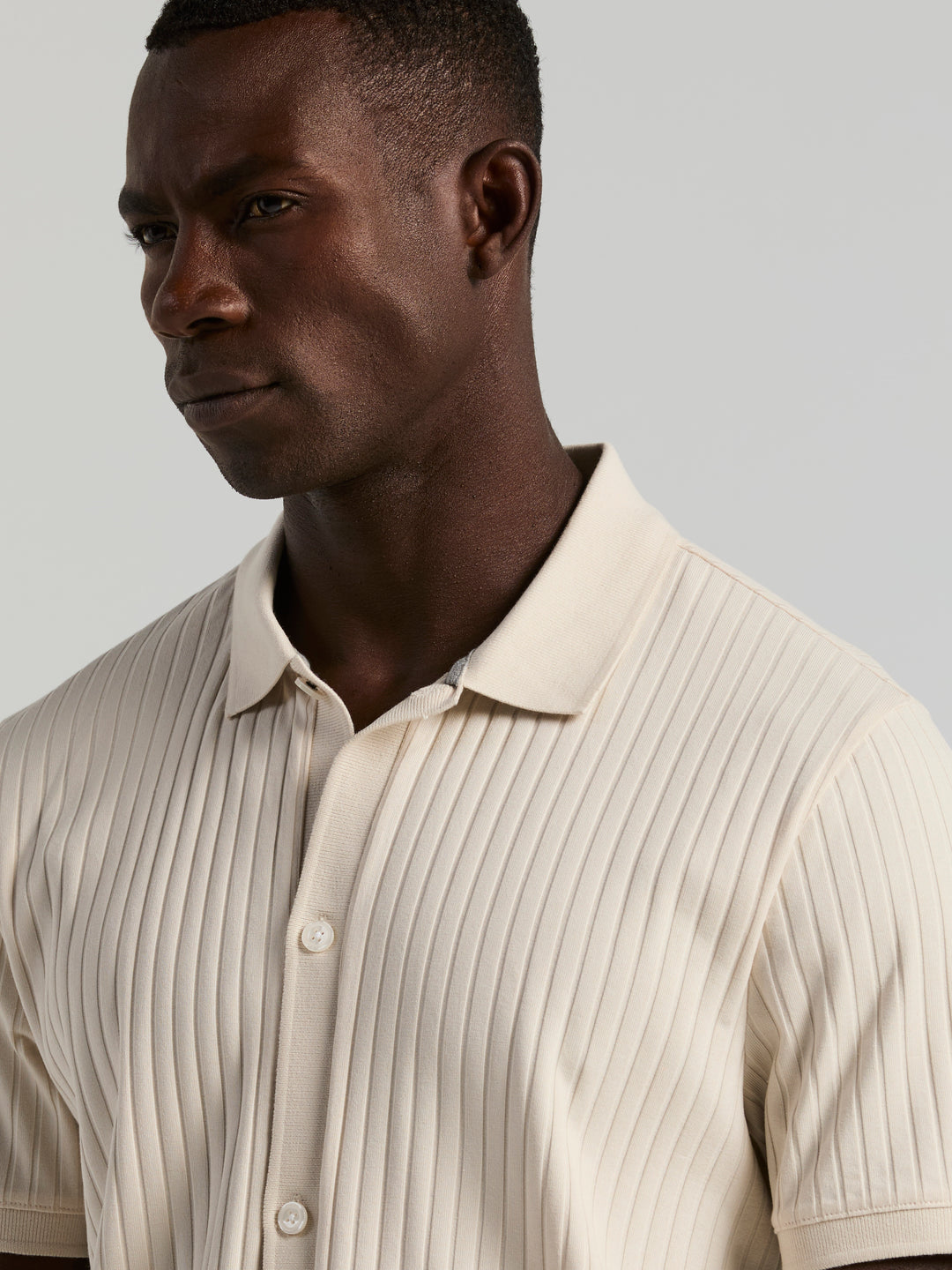 Ribbed Button Up Shirt (Birch) 