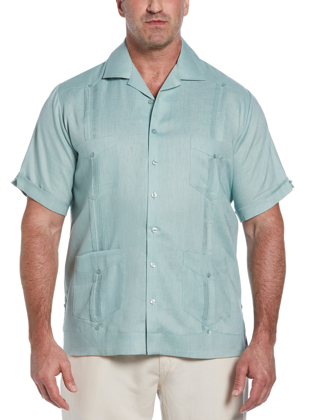 Linen Guayabera Shirt (Blue Surf) 
