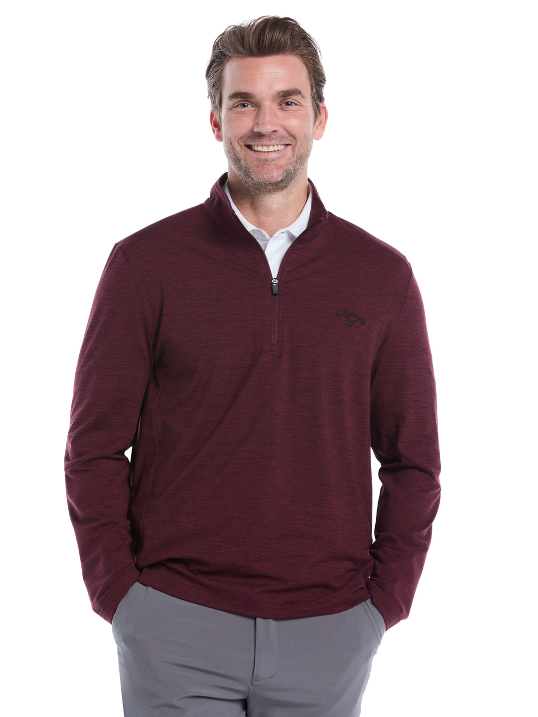 Lightweight 1/4 Zip Golf Pullover (Tawny Port Htr) 