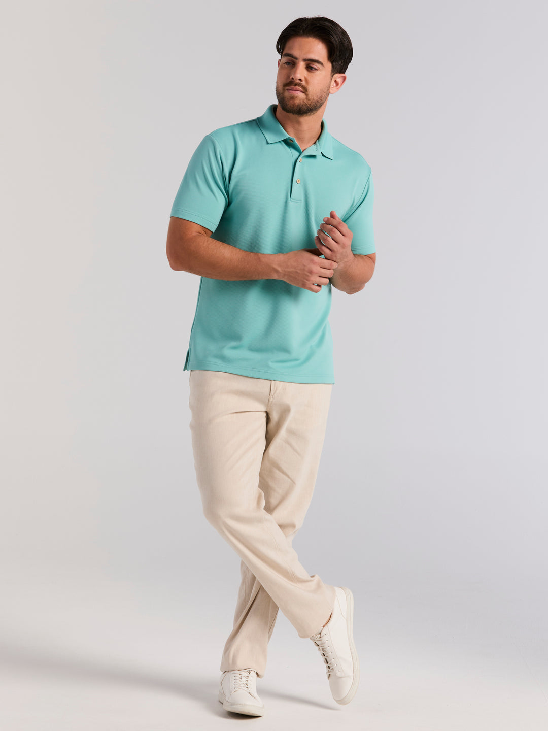 Wicking Ottoman Golf Polo Shirt (Nile Blue) 