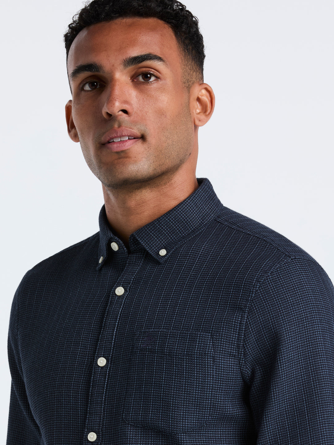 Cotton Waffle Solid Shirt (Dark Sapphire) 
