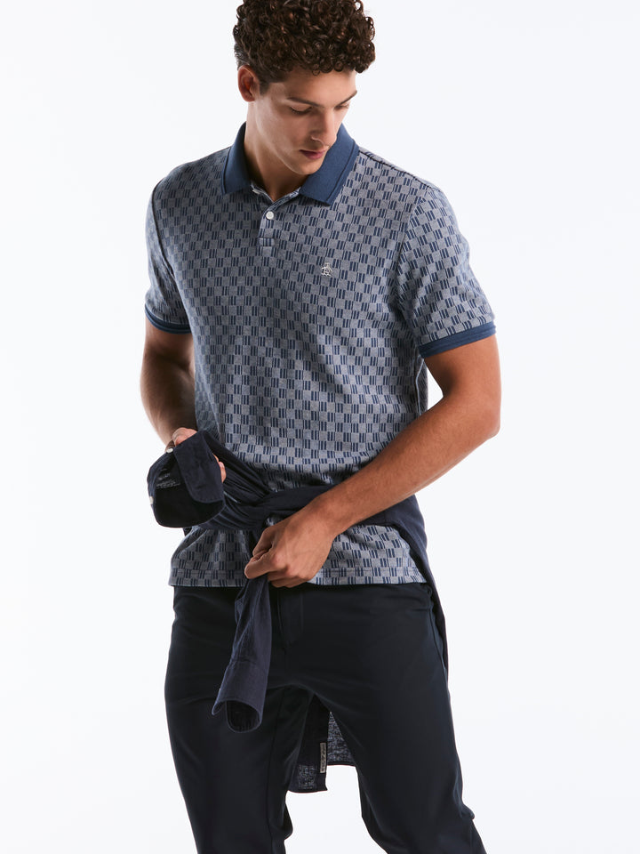 Checkered Jacquard Polo (Sargasso Sea) 
