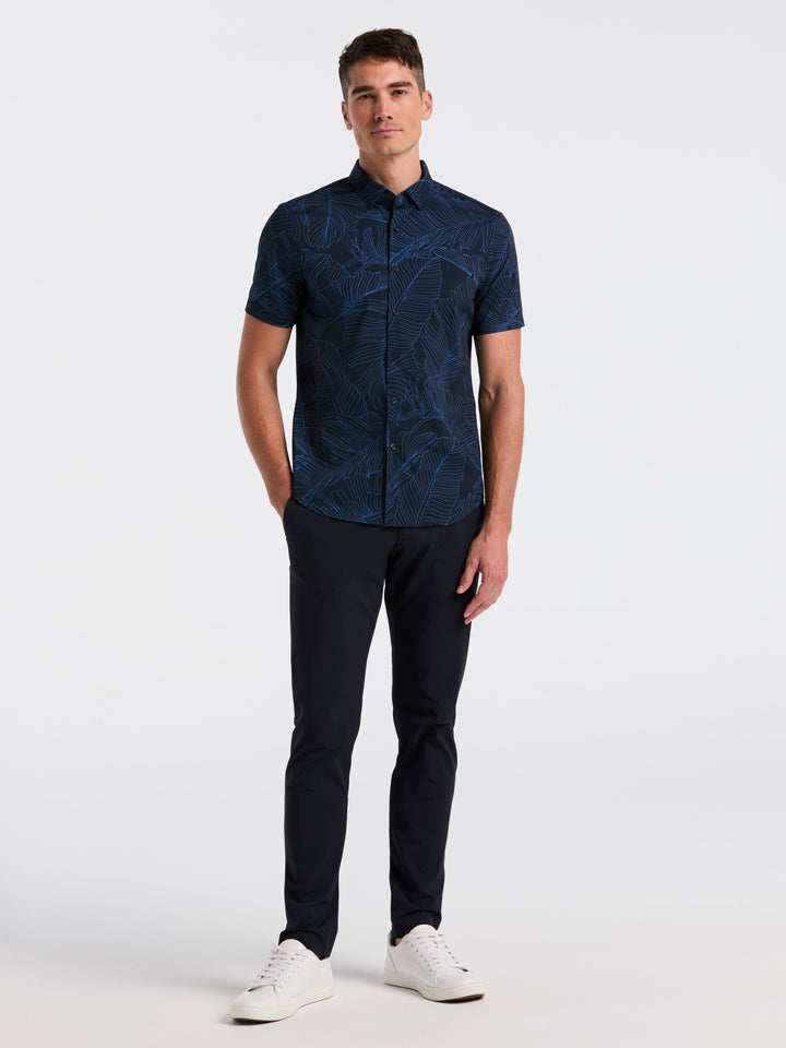 Slim Fit Botanical Print Shirt (Dark Sapphire) 