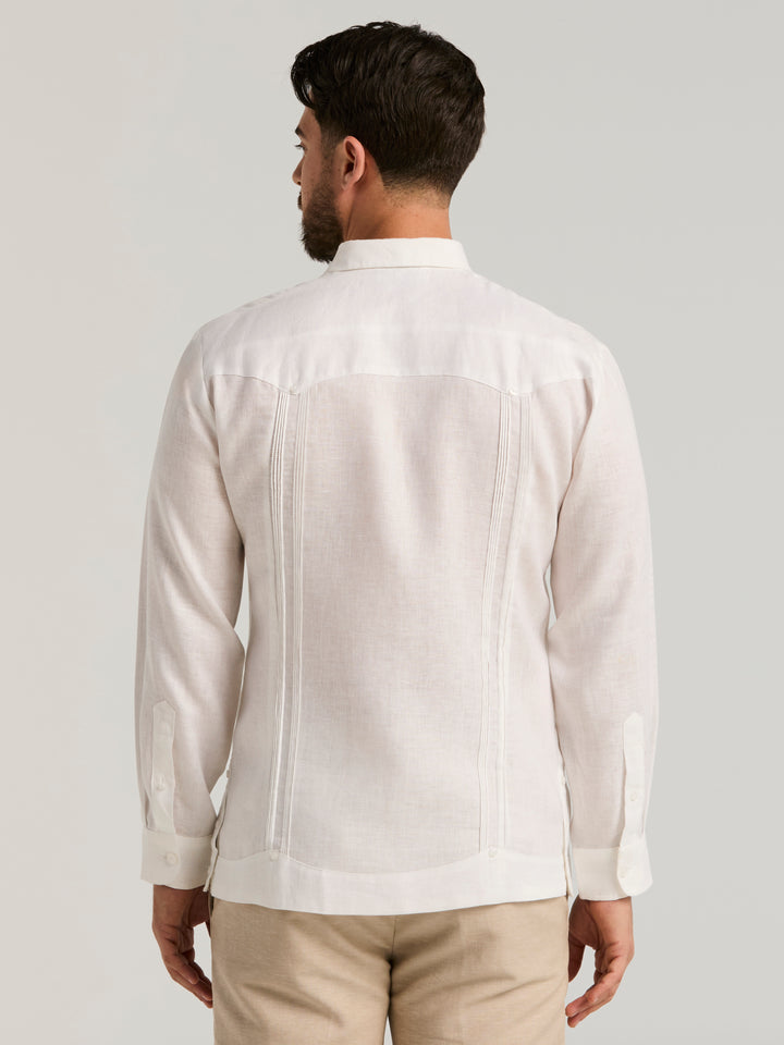 Linen Guayabera Shirt (Bright White) 