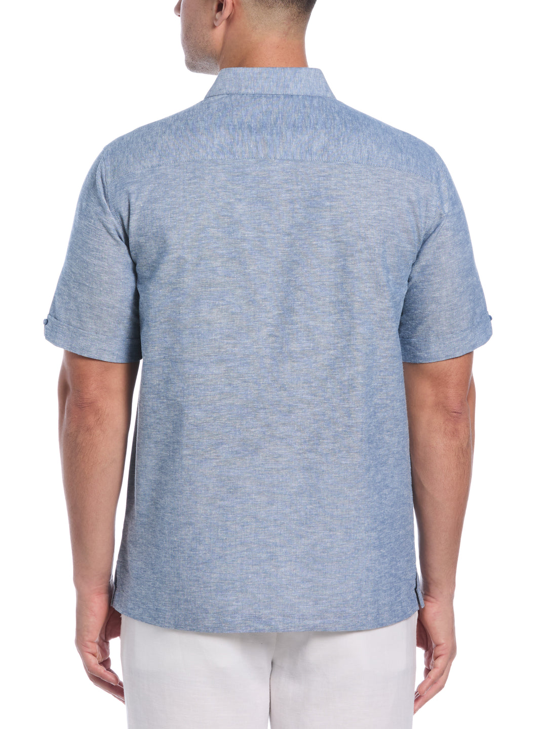 Linen Blend Tuck Panel Shirt (Dark Blue) 