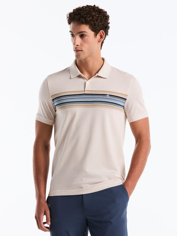 Birdseye Pique Multi Chest Stripe Polo (Birch) 