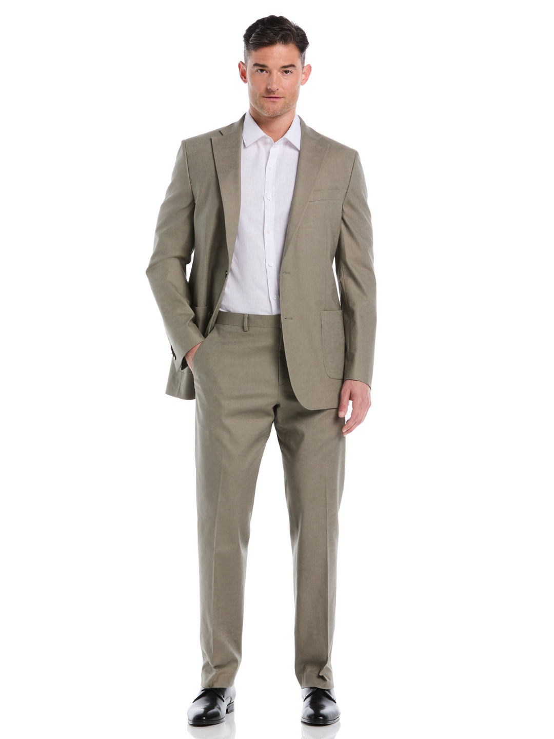 Linen Blend Flat Front Pant (Burnt Olive) 
