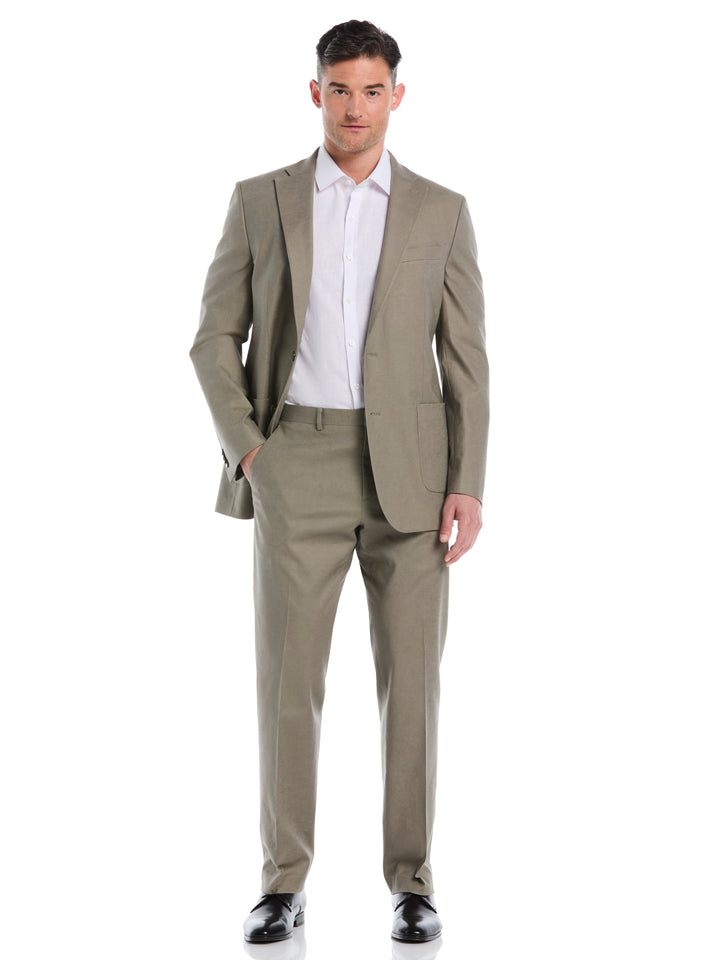 Linen Blend Flat Front Pant (Burnt Olive) 