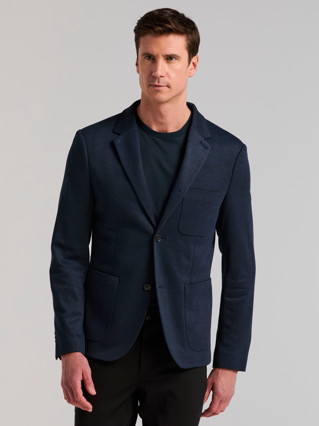 Slim Fit Jacquard Sport Jacket (Navy) 