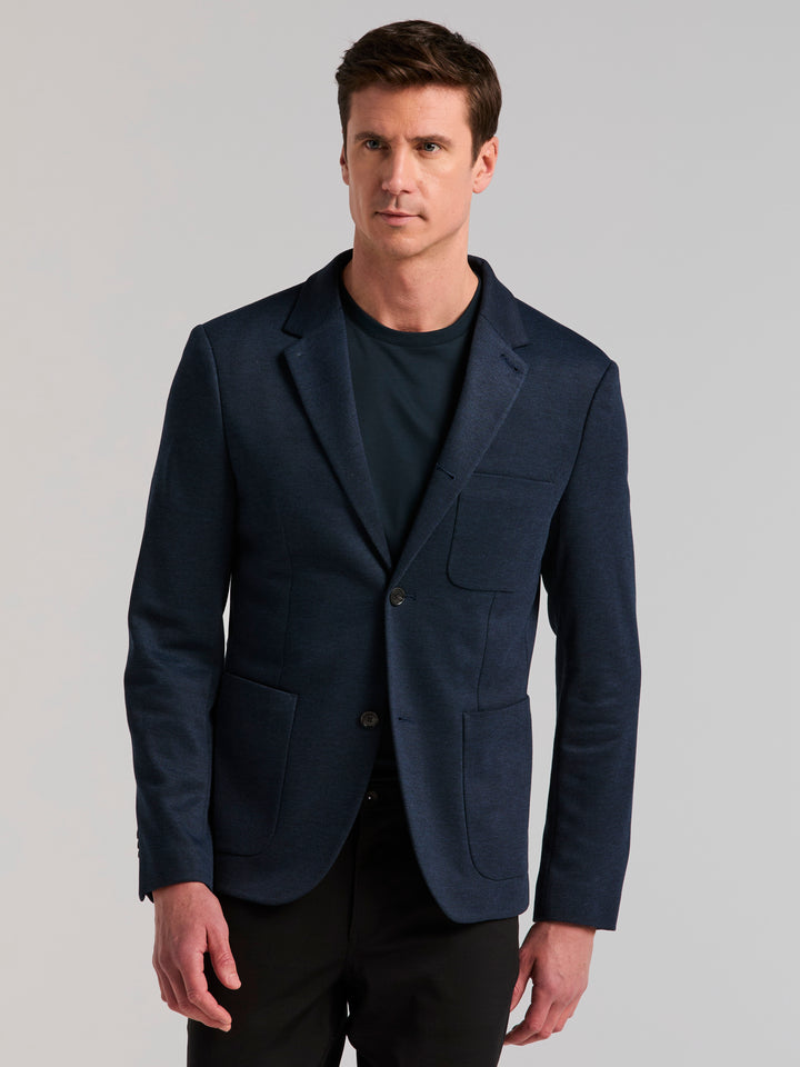 Slim Fit Jacquard Sport Jacket (Navy) 