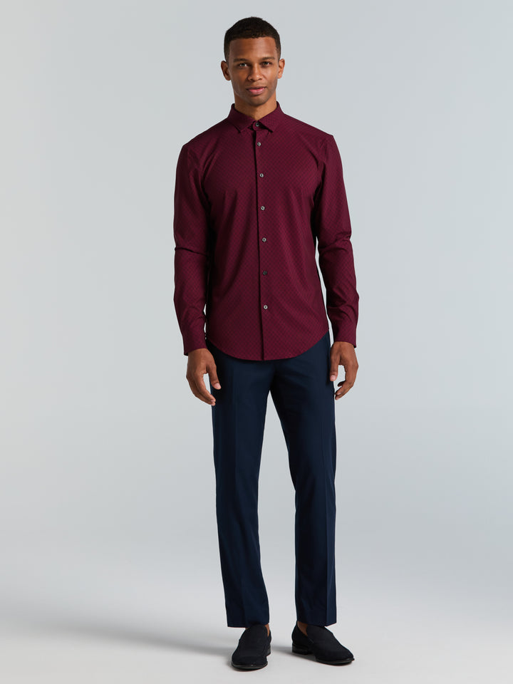 Slim Fit Geo Print Short Sleeve Shirt (Zinfandel) 