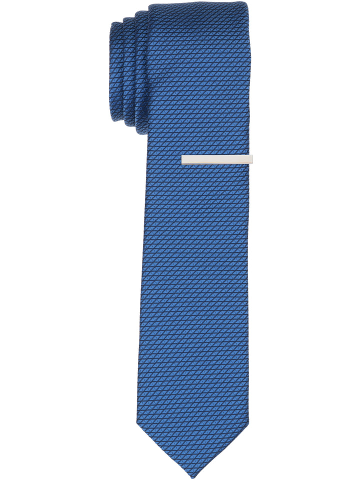 Solid Plain weave Micro Slim Tie (Blue) 