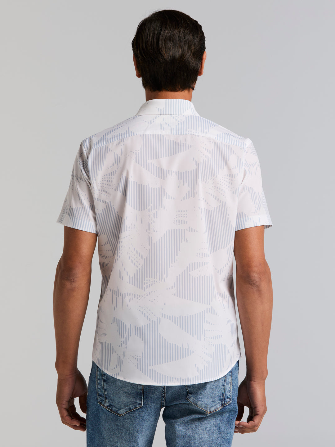 Slim Fit Short Sleeve Feather Print Shirt (Kentucky Blue) 
