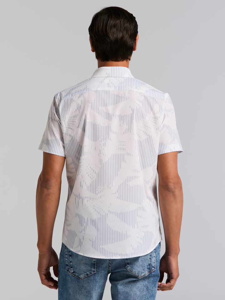 Slim Fit Short Sleeve Feather Print Shirt (Kentucky Blue) 