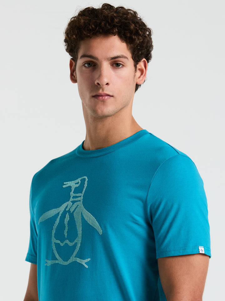3D Dot Penguin Jersey Graphic Tee (Mosaic Blue) 