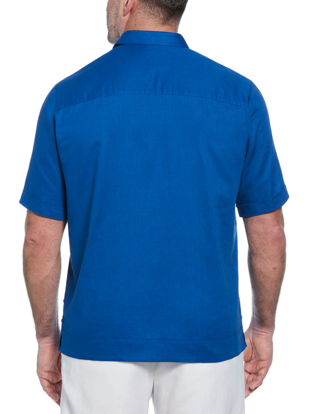 Big & Tall Linen Blend Guayabera Shirt (True Blue) 