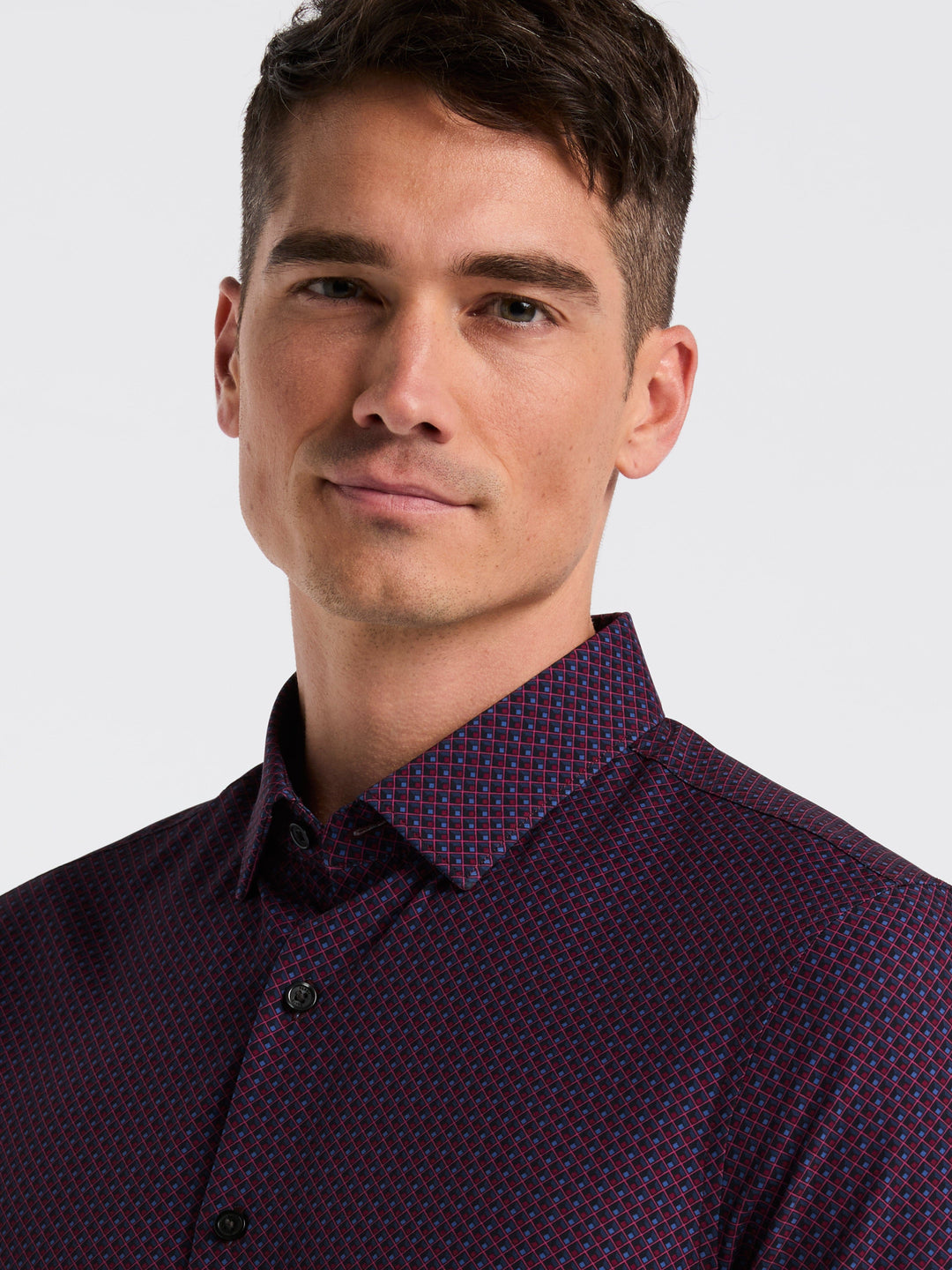 Slim Fit Cube Geometric Print Shirt (Dark Sapphire) 