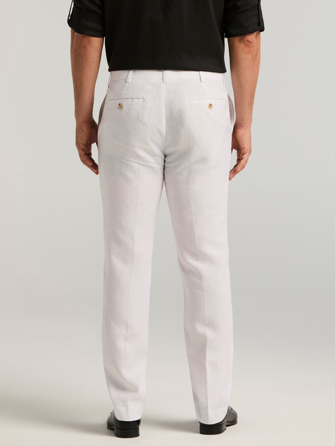 Delave Linen Flat Front Pant (Brilliant White) 