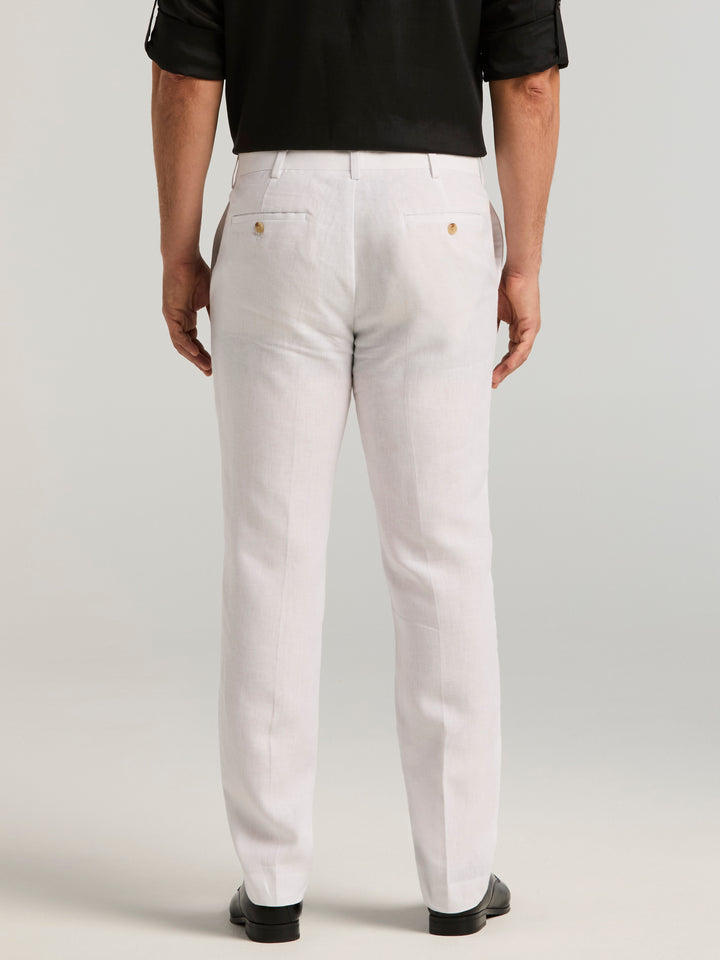 Delave Linen Flat Front Pant (Brilliant White) 