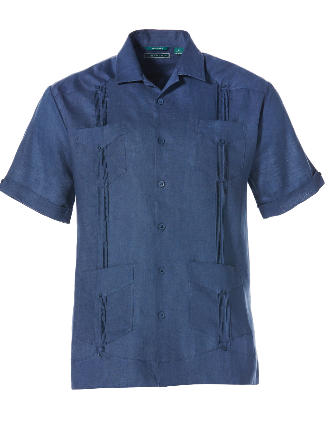 Linen Short Sleeve Guayabera Shirt (Ensign Blue) 