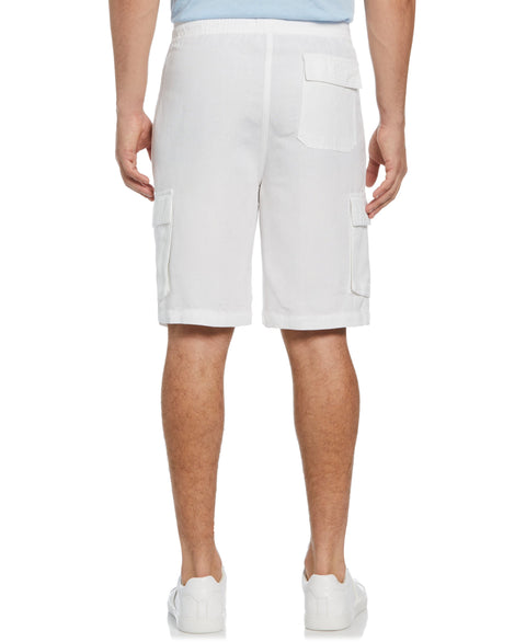 Big and Tall Linen Blend Pull-On Cargo Short (Brilliant White) 