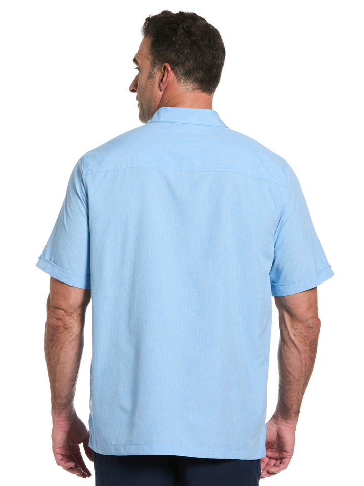 Big & Tall Chambray Geo Embroidery Shirt (Dream Blue) 