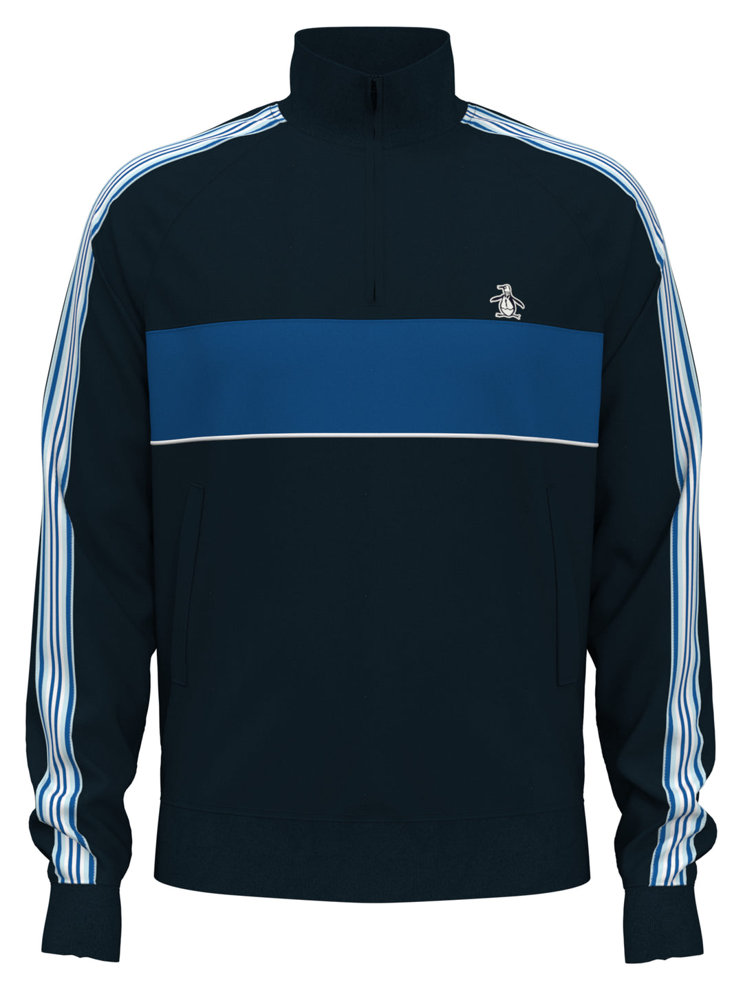 Fleece 1/4 Zip Striped Sweater (Dark Sapphire) 
