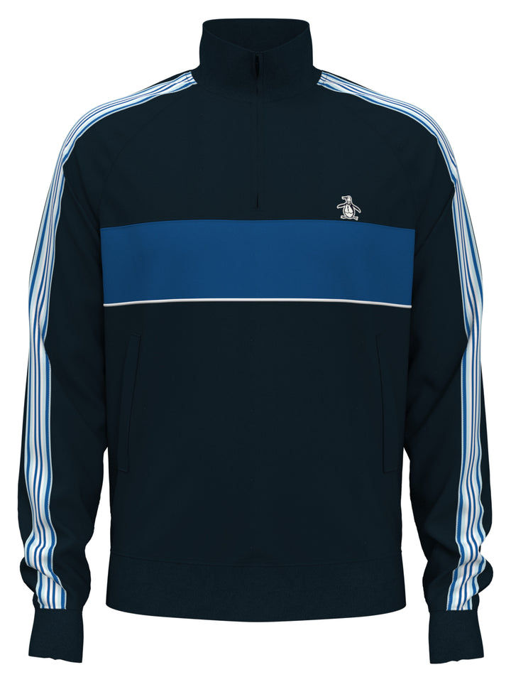 Fleece 1/4 Zip Striped Sweater (Dark Sapphire) 