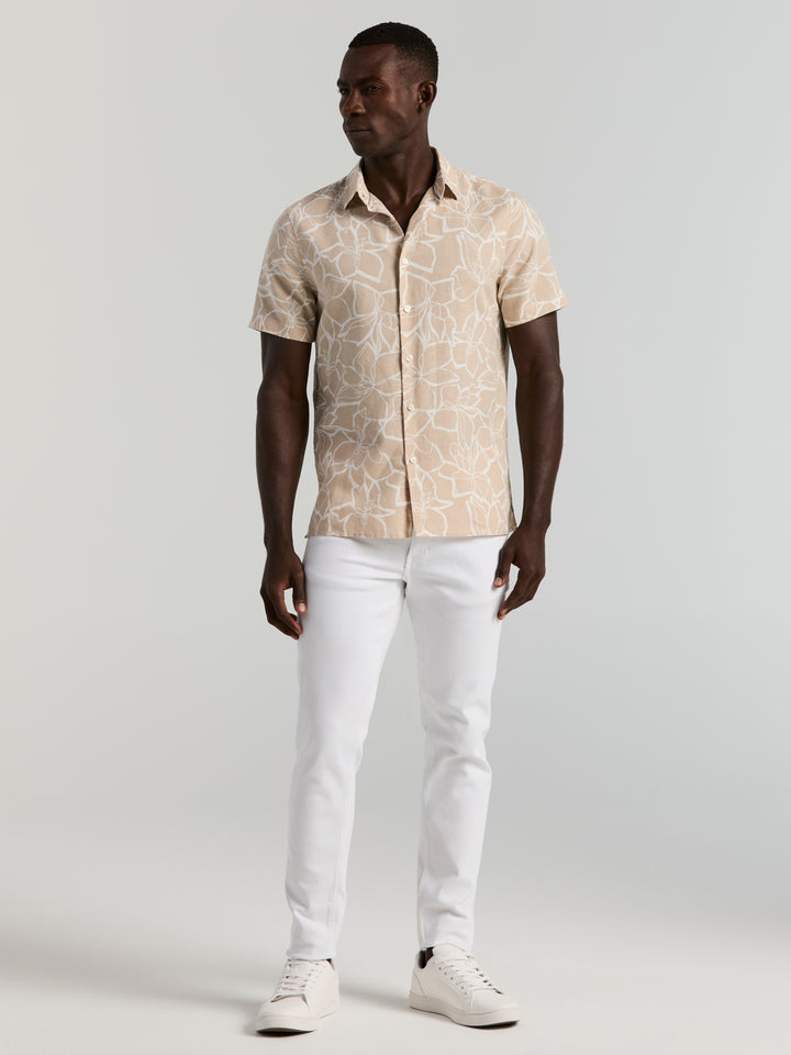 Men's Linen Floral Print Shirt (Island Fossil) 