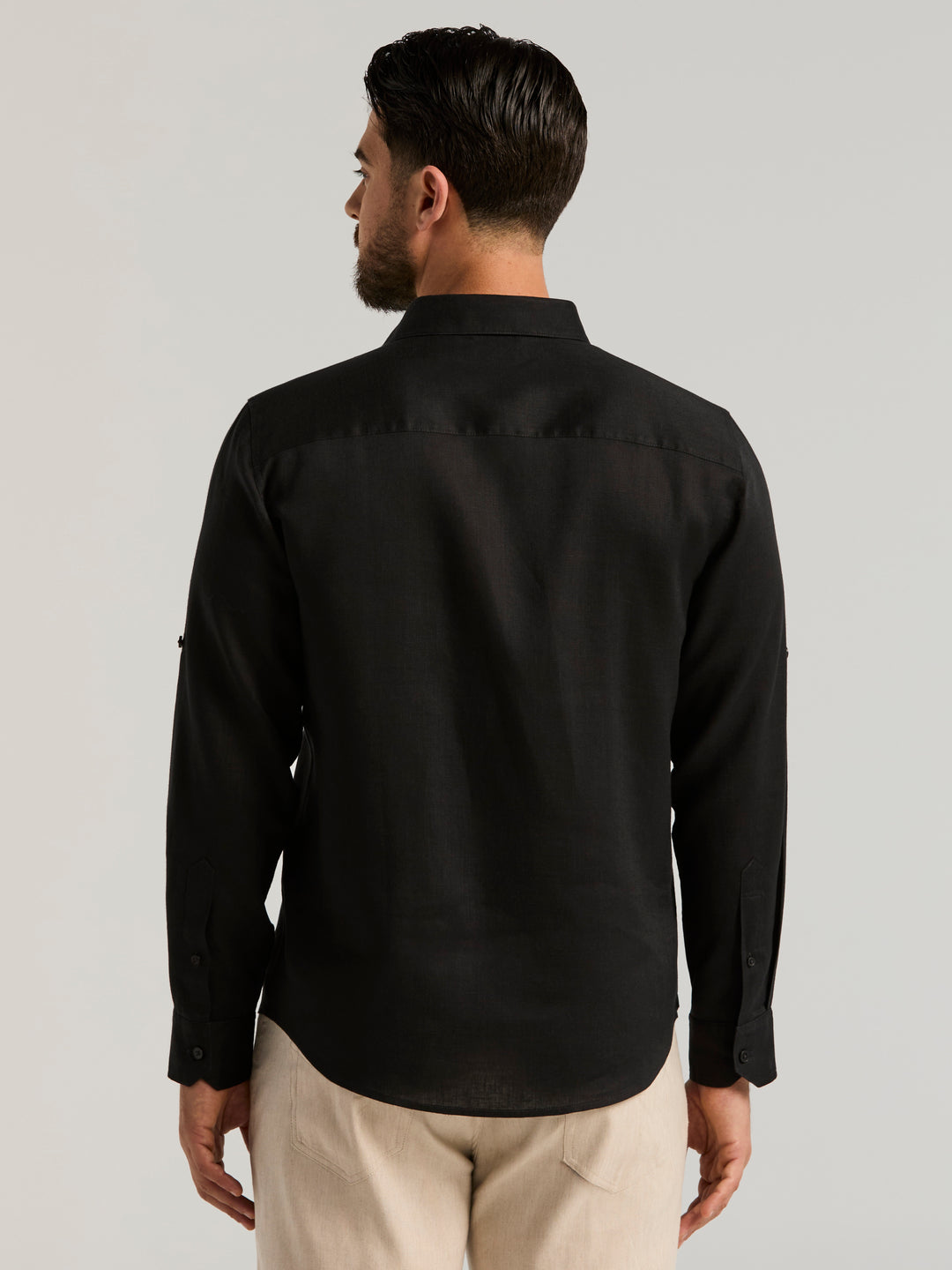 Linen Blend Wrinkle-Resistant Shirt (Jet Black) 