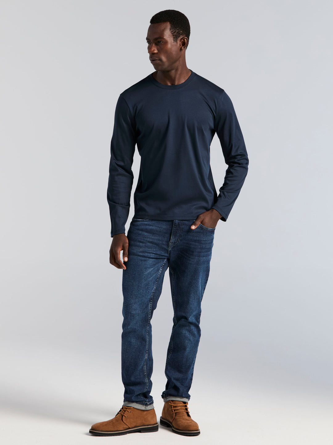 Interlock Crew Neck Long Sleeve Tee (Dark Sapphire) 