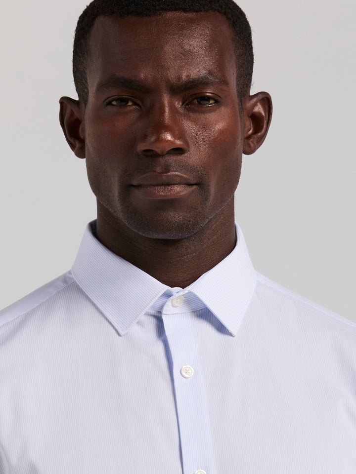 Slim Fit Micro Stripe Long Sleeve Shirt (Kentucky Blue) 