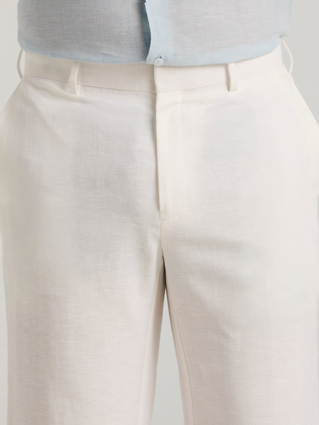 Linen Blend Flat Front Dress Pant (Bright White) 