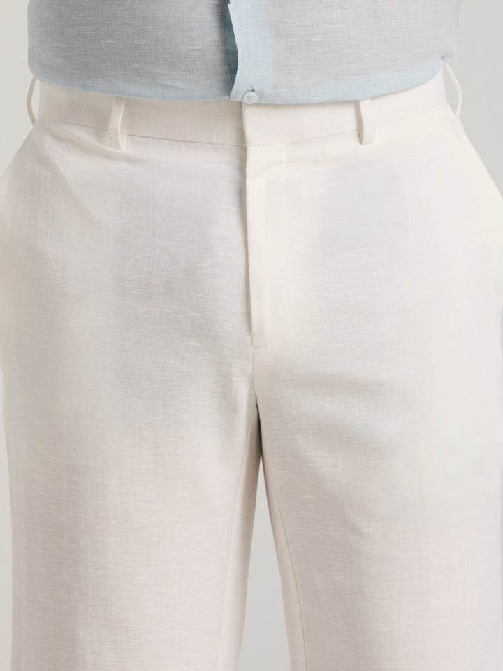 Linen Blend Flat Front Dress Pant (Bright White) 