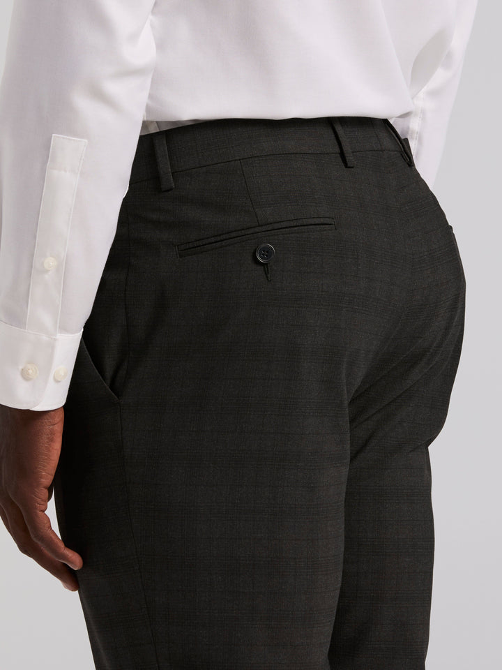 Skinny Fit Charcoal Plaid Suit Pant (Charcoal) 