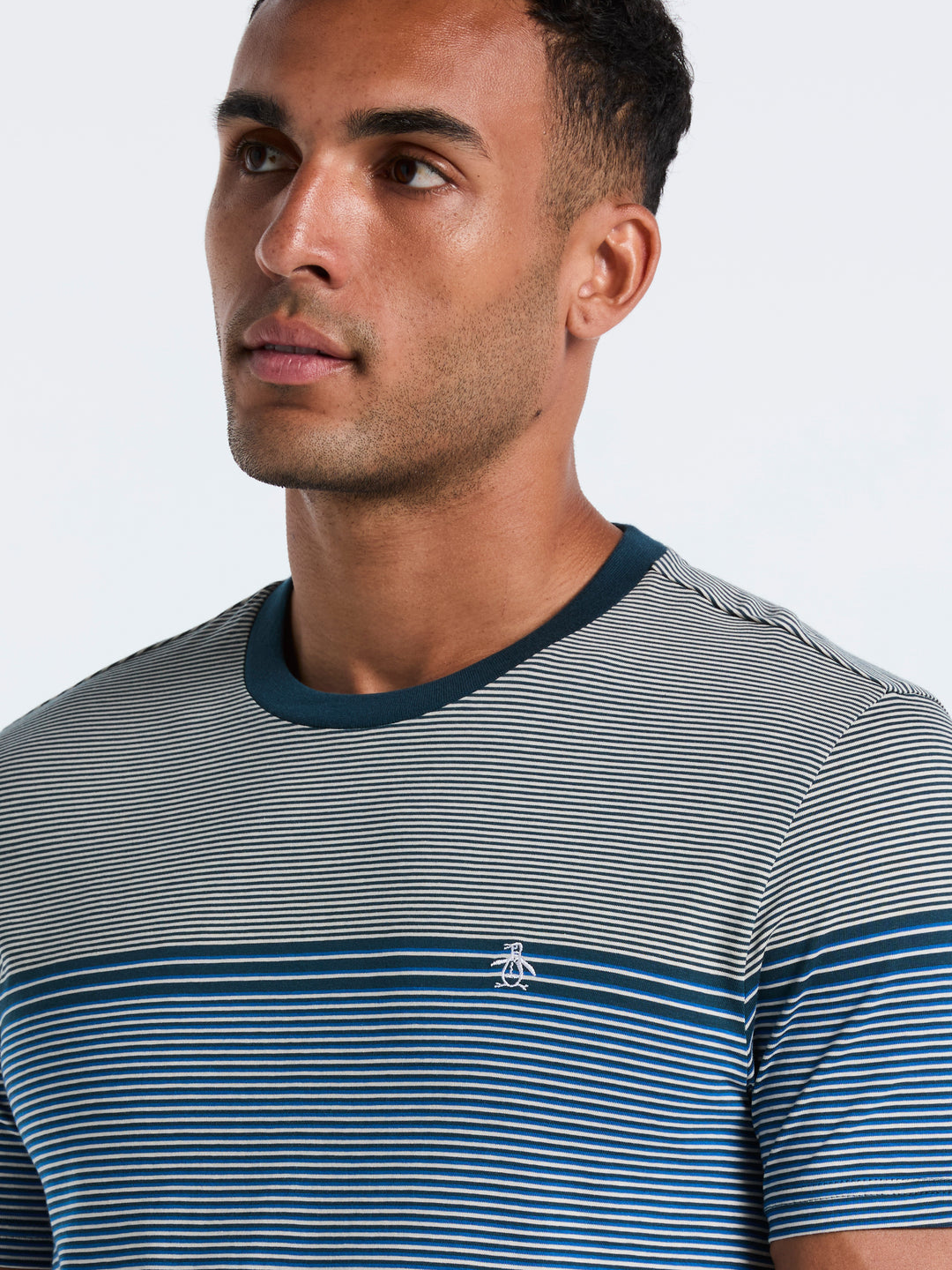 Engineered Stripe Jersey Tee (Reflecting Pond) 
